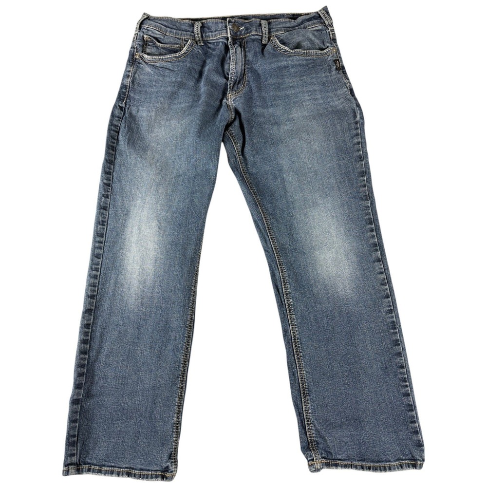 Silver Grayson Jeans Mens 34x27 Blue Easy Fit Straight Leg Denim Faded Wash